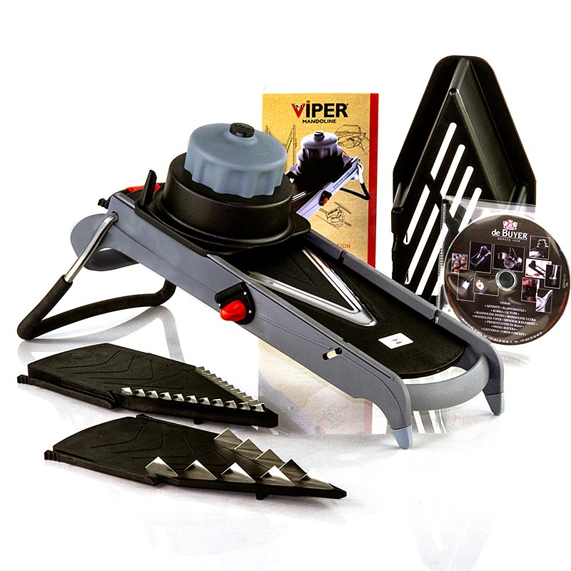 Mandolina Viper, nehrdzavejuca ocel, noz hladky a vlnity, julienne 4+10 mm, de Buyer - 1 kus - Karton Mandolina Viper, nehrdzavejuca ocel, noz hladky a vlnity, julienne 4+10 mm, de Buyer - 1 kus - Karton