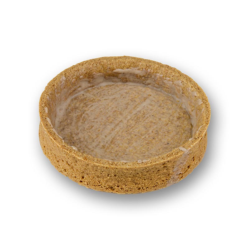 Graham kekszbol keszult desszert tartlet, bevonattal, Ø 80 x 17 mm h - 1,04 kg, 45 db - Karton