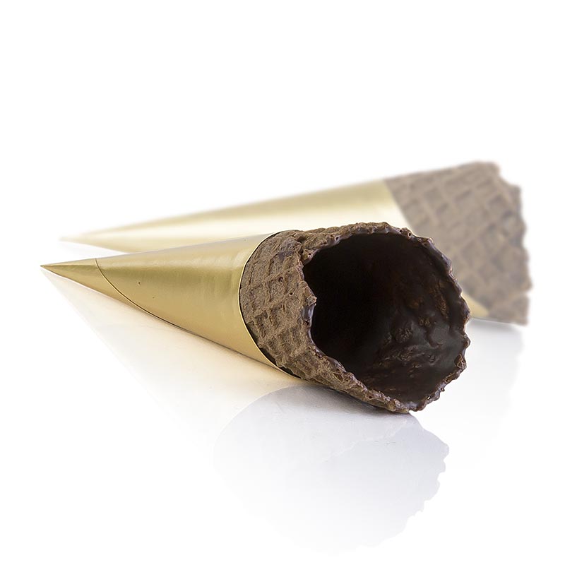 Cornetti cialda al cacao, ricoperti, Ø 32 x 83 mm h - 498 g, 83 pezzi - Cartone