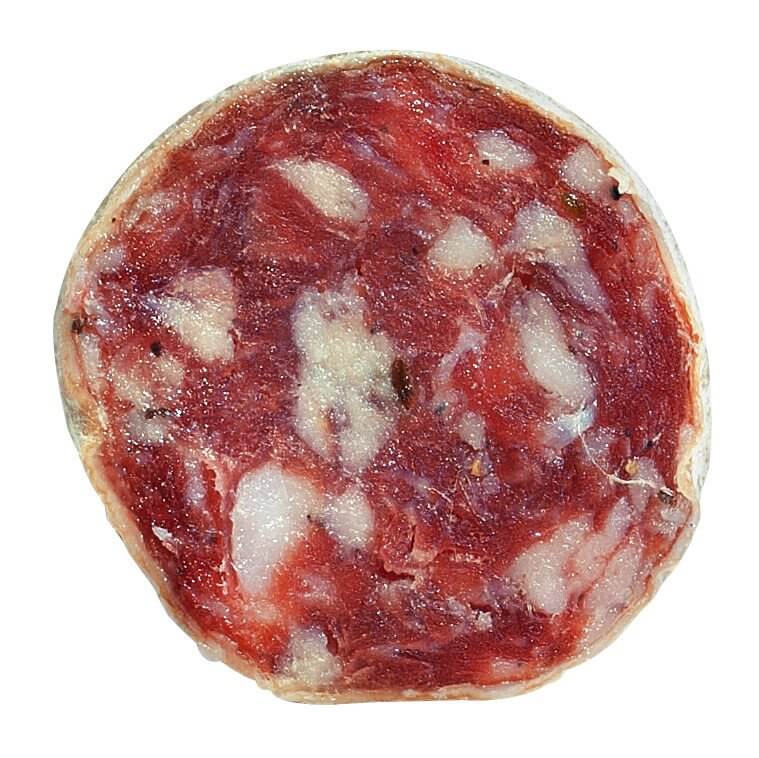 Finocchiona di Cinta Senese, organska, salama od komoraca iz Cinta Senese, organska, Savigni - cca 600 g - kg Finocchiona di Cinta Senese, organska, salama od komoraca iz Cinta Senese, organska, Savigni - cca 600 g - kg
