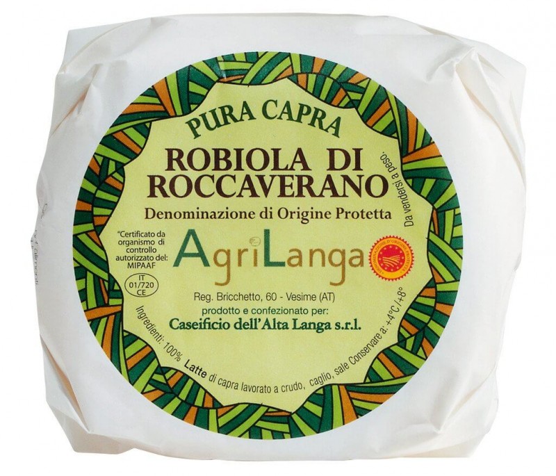 Robiola di Roccaverano DOP, branza proaspata de capra, grasime i.tr.54%, Caseificio Alta Langa - 6 x aproximativ 300 g - kg