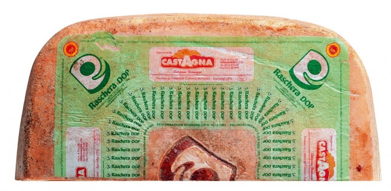 Raschera DOP, 1/4 formy, polotvrdy syr vyrobeny zo suroveho kravskeho mlieka, Castagna - cca 2 kg - kg