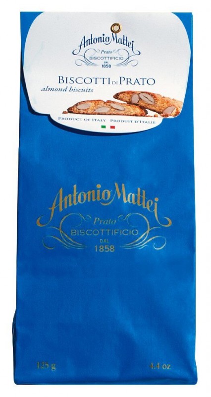 Cantuccini La Mattonella legati a mano, toskanske mandlove pecivo, tasticka, Mattei - 125 g - taska