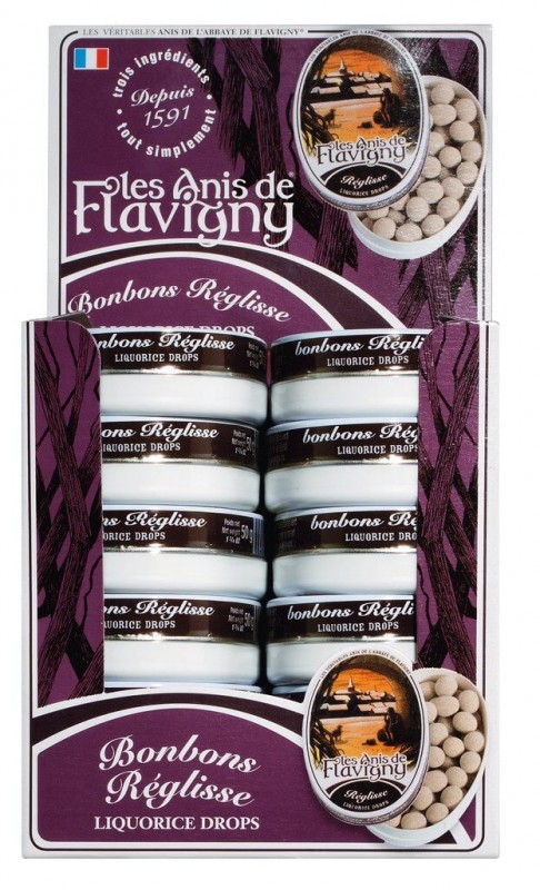 Bonbons Reglisse, Display, Cukierki z lukrecja, Display, Les Anis de Flavigny - 12x50g - wyswietlacz