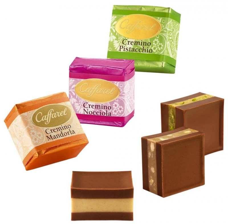 Cremini assortiti, sfusi, czekoladki warstwowe w trzech odmianach, sypkie, Caffarel - 3 x 2000 g - Karton