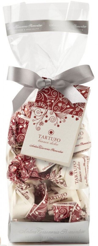 Tartufi dolci bianchi, sacchetto, hluzovka z bielej cokolady, taska, Antica Torroneria Piemontese - 200 g - taska