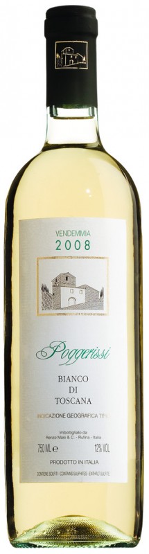 Bianco Toscana IGT Poggerissi, beyaz sarap, celik, Masi Renzo - 0,75 litre - Sise