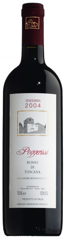 Rosso Toscana IGT Poggerissi, cervene vino, ocel, Masi Renzo - 0,75 l - Flasa Rosso Toscana IGT Poggerissi, cervene vino, ocel, Masi Renzo - 0,75 l - Flasa