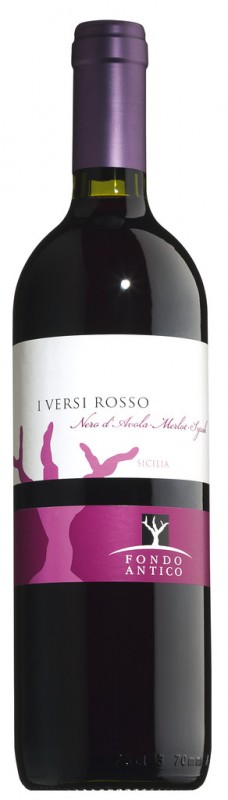 Rosso Sicilia IGT Versi, cervene vino, ocel, fondo antico - 0,75 l - Lahev Rosso Sicilia IGT Versi, cervene vino, ocel, fondo antico - 0,75 l - Lahev
