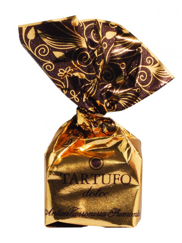 Tartufi dolci neri incarto oro, astuccio, trufa de ciocolata neagra, pachet cadou de 9., Antica Torroneria Piemontese - 125 g - ambalaj