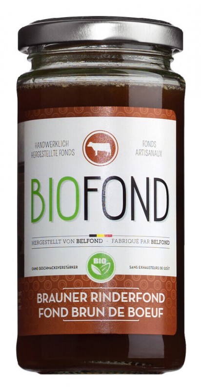 Fond brun de boeuf, organiczny, ciemny bulion wolowy, organiczny, Belfond - 240ml - Szklo