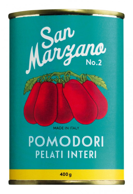 Pomodori pelati di San Marzano 2 Vintage, Butun, soyulmus domatesler, En iyi tomodoro - 400g - Parca