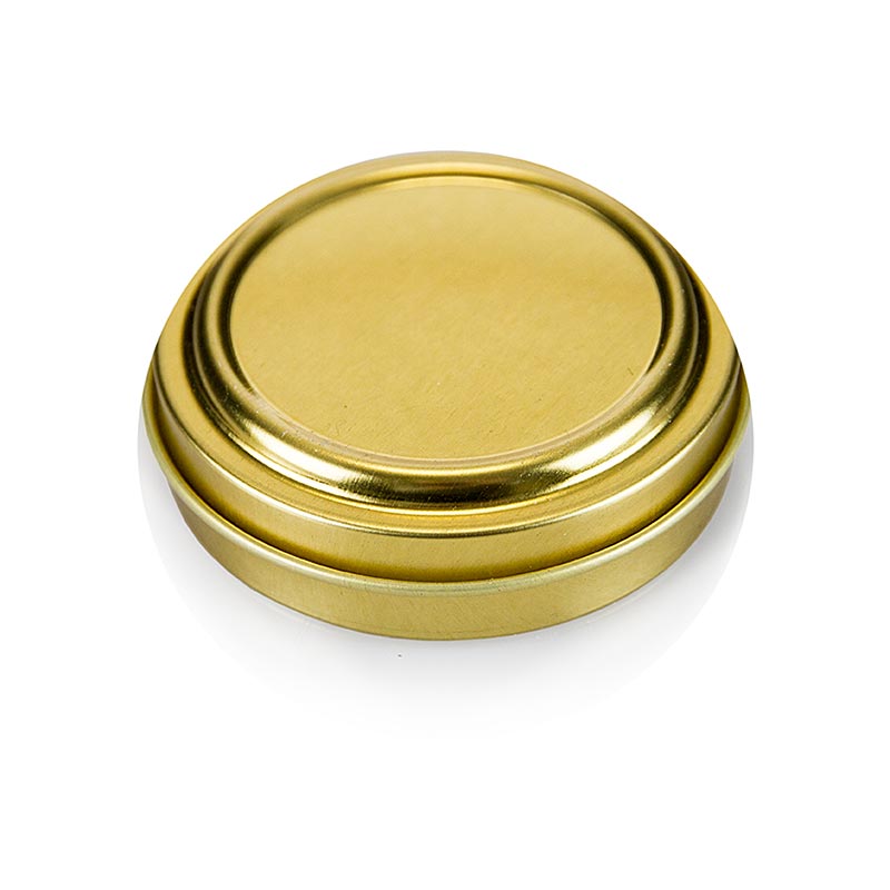 Plechovka na kaviar - zlata, nepotlacena, bez gumy, Ø 5,5cm, na 80g kaviaru, 100% Chef - 1 kus - Volny