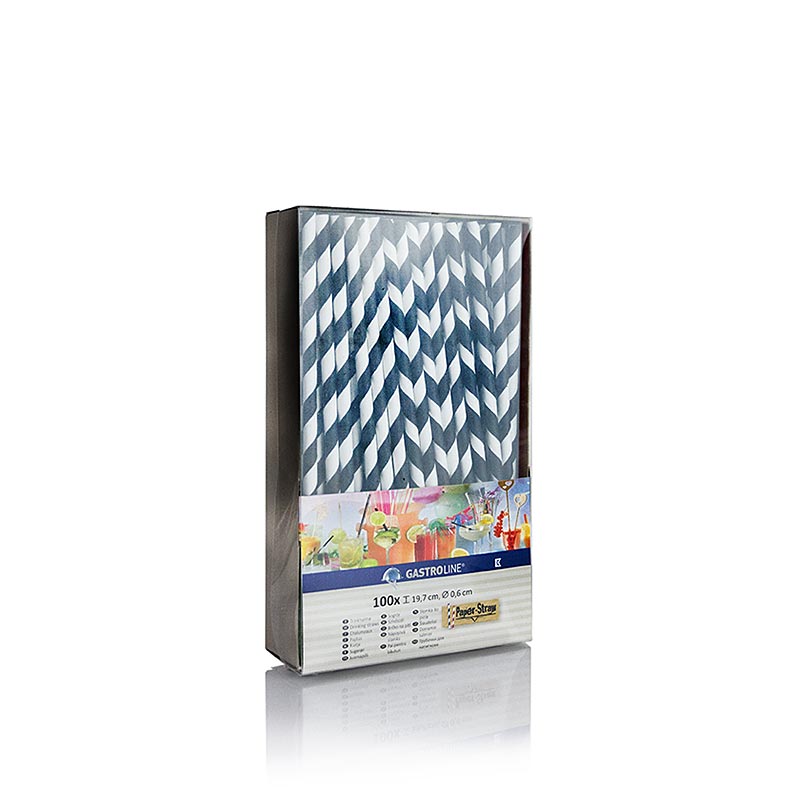 Papirnate slamke za pice za jednokratnu upotrebu, trake, crne i bijele, 19,7 cm - 100 komada - zuljevi