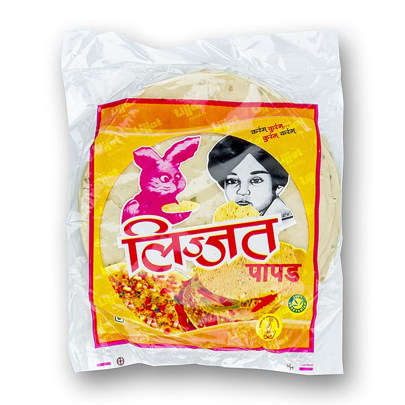 Pappadums, seasoned with green chillies, approx. Ø 18cm - 110 g, 16 pc - bag