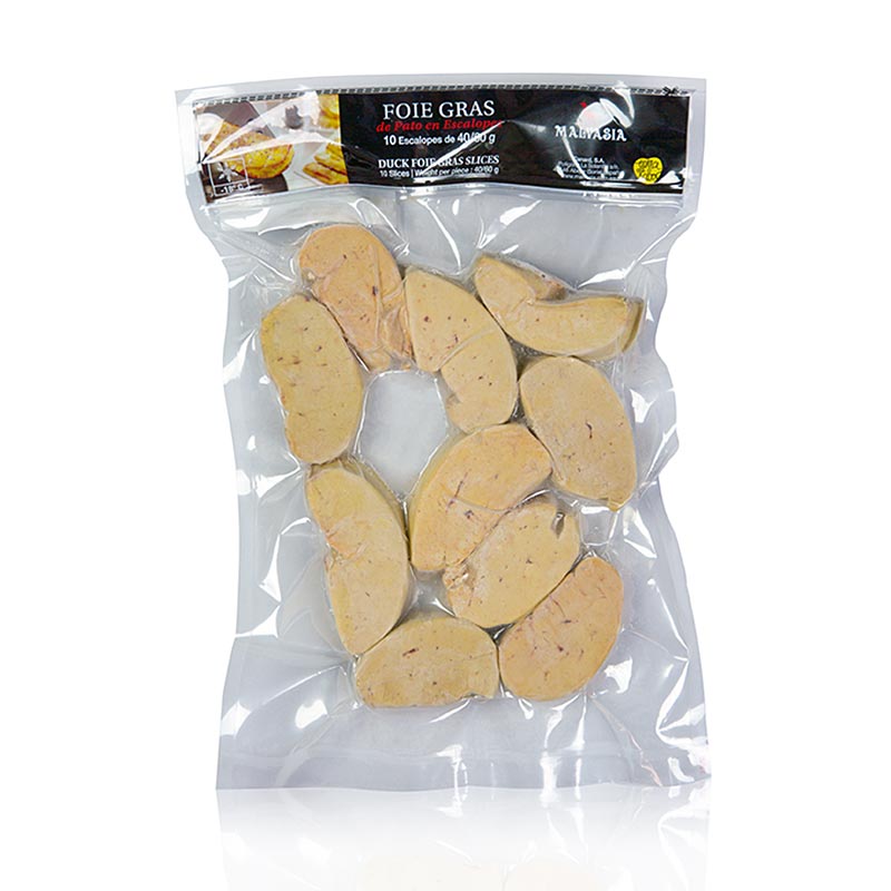 Foie gras z kaczki, plastry ok. 40-60g, Malvasia - ok. 500 g, 10 sztuk - torba