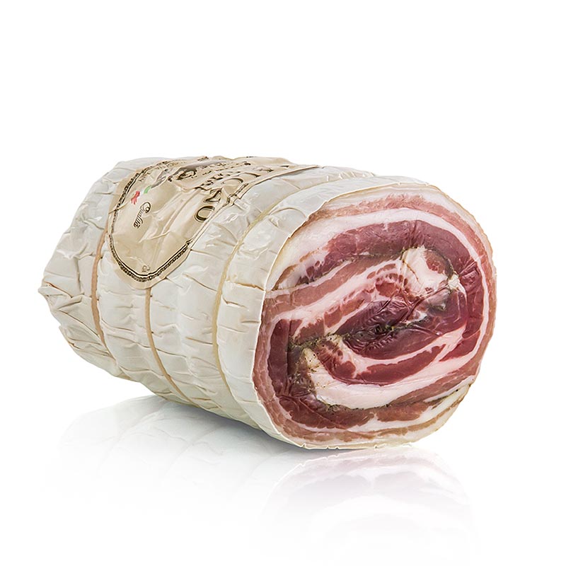Bacon bergaris Pancetta, digulung, Montalcino Salumi - sekitar 2,75kg - kekosongan Bacon bergaris Pancetta, digulung, Montalcino Salumi - sekitar 2,75kg - kekosongan