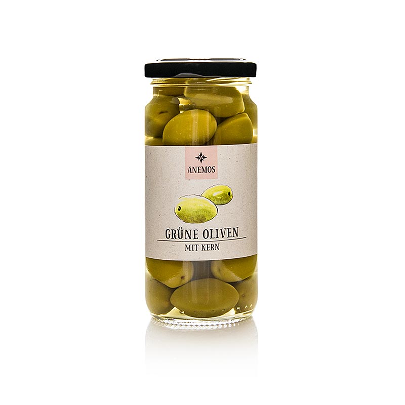 Yesil zeytin, cekirdeksiz, salamurada, ANEMOS - 227g - Bardak