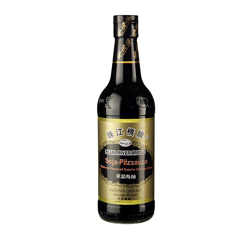 Sauce de soja - Shoyu, Pearl River Bridge, sombre, avec des champignons, Chine - 500 ml - Bouteille