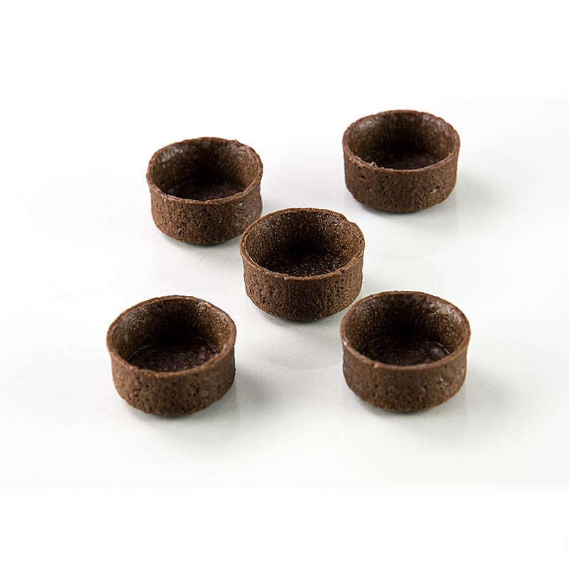Mini desertni tartleti - Filigranski, okrogli, Ø 3,8 cm, V 1,8 cm, cokoladno krhko testo - 200 kosov - Karton