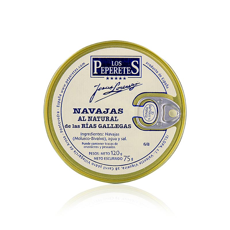 Razor skoljke Navaja de Finisterre, Jelo, Los Peperetes - 120 g - limenka Razor skoljke Navaja de Finisterre, Jelo, Los Peperetes - 120 g - limenka