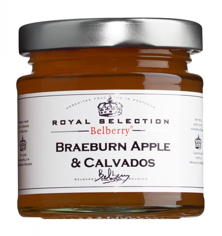 Braeburn Apple es Calvados Lux Preserve, alma es Calvados lekvar, Belberry - 130g - Uveg