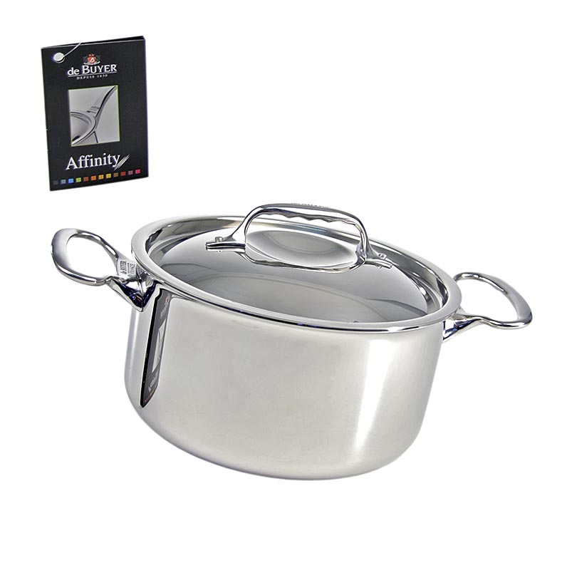de BUYER Affinity induction casserole / lid, stainless steel, Ø 24 cm, 13  cm high, 1 pc, carton