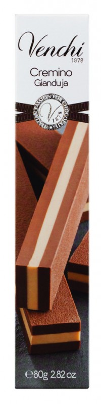 Cremino Soft Bar, warstwowy batonik pralinowy z kremu migdalowego gianduia, Venchi - 80g - Sztuka