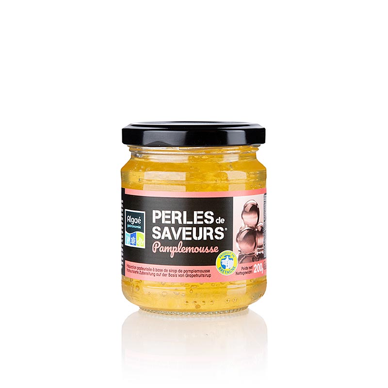 Grapefruit caviar de fructe (Pamplemousse), dimensiunea perlei 5mm, sfere, Les Perles - 200 g - Sticla