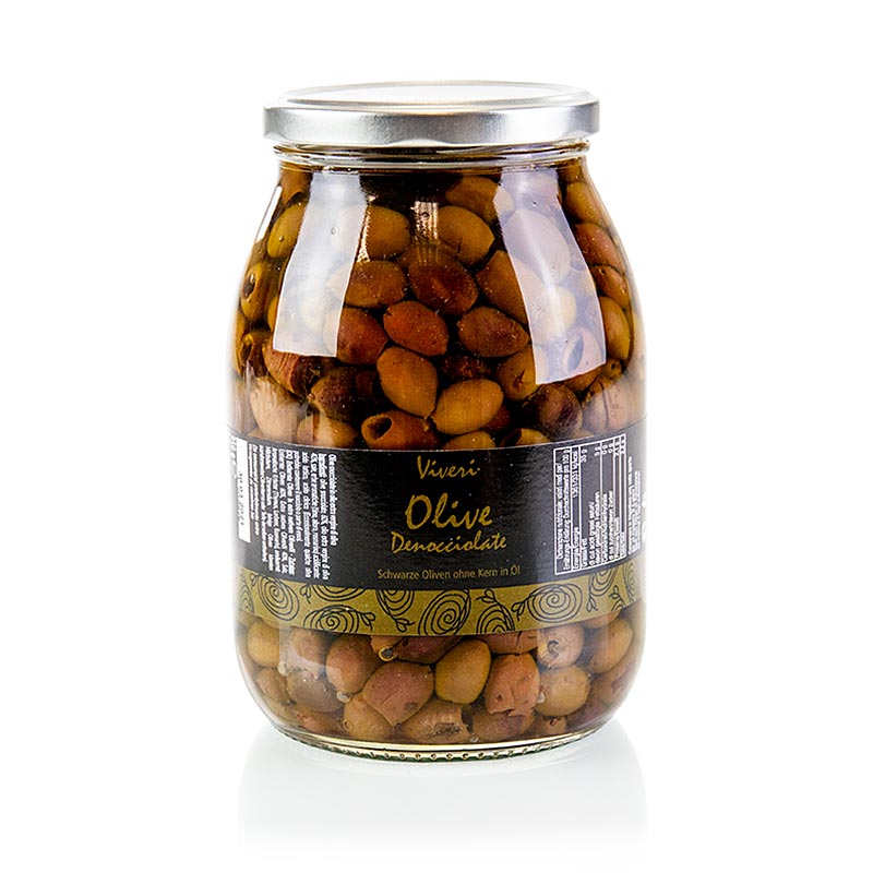 Masline negre, fara samburi, Leccino (Denocciolate), Viveri - 950 g - Sticla Masline negre, fara samburi, Leccino (Denocciolate), Viveri - 950 g - Sticla