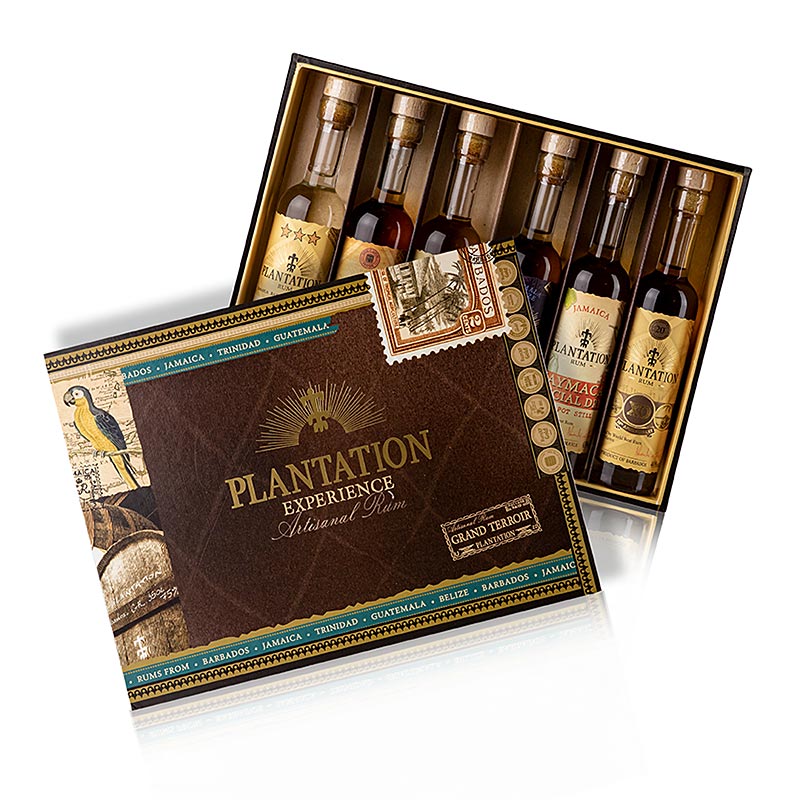 Plantation Rum Experience Box ajandek keszlet, 6 x 10 cl - 600 ml, 6 x 100 ml - Uveg