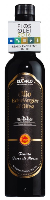 Olio z pierwszego tloczenia Tenuta Torre di Mossa DOP, oliwa z oliwek z pierwszego tloczenia Tenuta Torre di Mossa, De Carlo - 500ml - Butelka