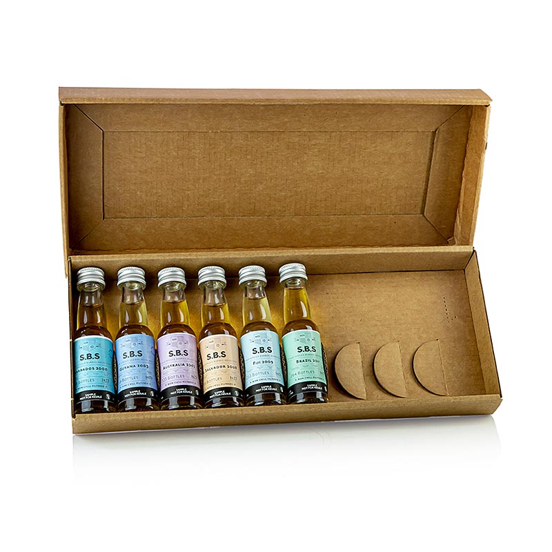 Pakiet doswiadczen rumowych Rarytasy rumu SBS w mocy beczki - 120 ml, 6 x 20 ml - butelki