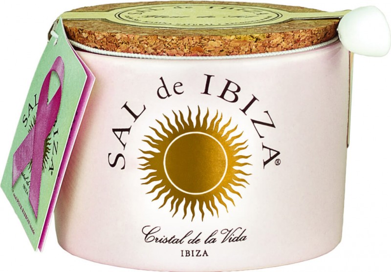 Fleur de Sal Pink Ribbon - La vie en rose, Fleur de Sal cu petale de trandafir, Sal de Ibiza - 150 g - Bucata