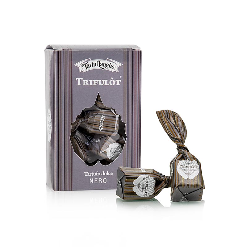 Mini praline cu trufe trifulot de la Tartuflanghe, ciocolata neagra, Tartuflanghe - 105 g - cutie