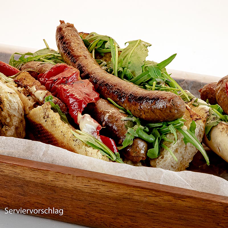 Merguez od pasene govedine i Moorschnuckea, pecena bratwurst, sirova, kalibar - 300g, 6 x 50g - vakuum Merguez od pasene govedine i Moorschnuckea, pecena bratwurst, sirova, kalibar - 300g, 6 x 50g - vakuum