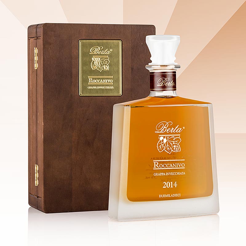 Roccanivo 2014 Grappa Barbera Invecchiata, 43% obj., Berta, drewniane pudelko - 700ml - Butelka Roccanivo 2014 Grappa Barbera Invecchiata, 43% obj., Berta, drewniane pudelko - 700ml - Butelka