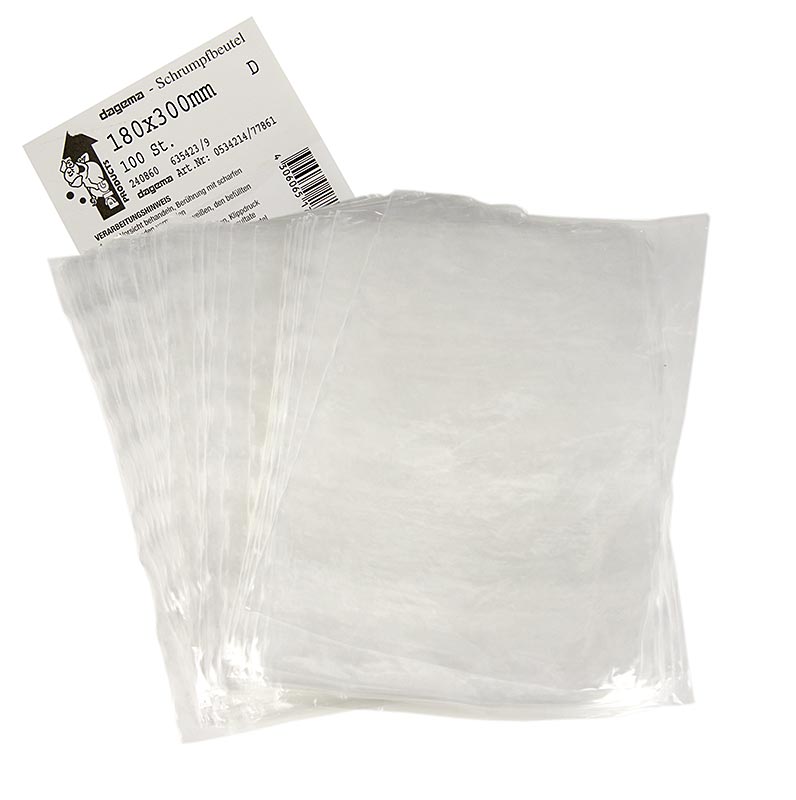 Shrinkage Booty l / Shrinkbag, krympes til vakuum i et vandbad, 180x300mm - 100 stk - taske