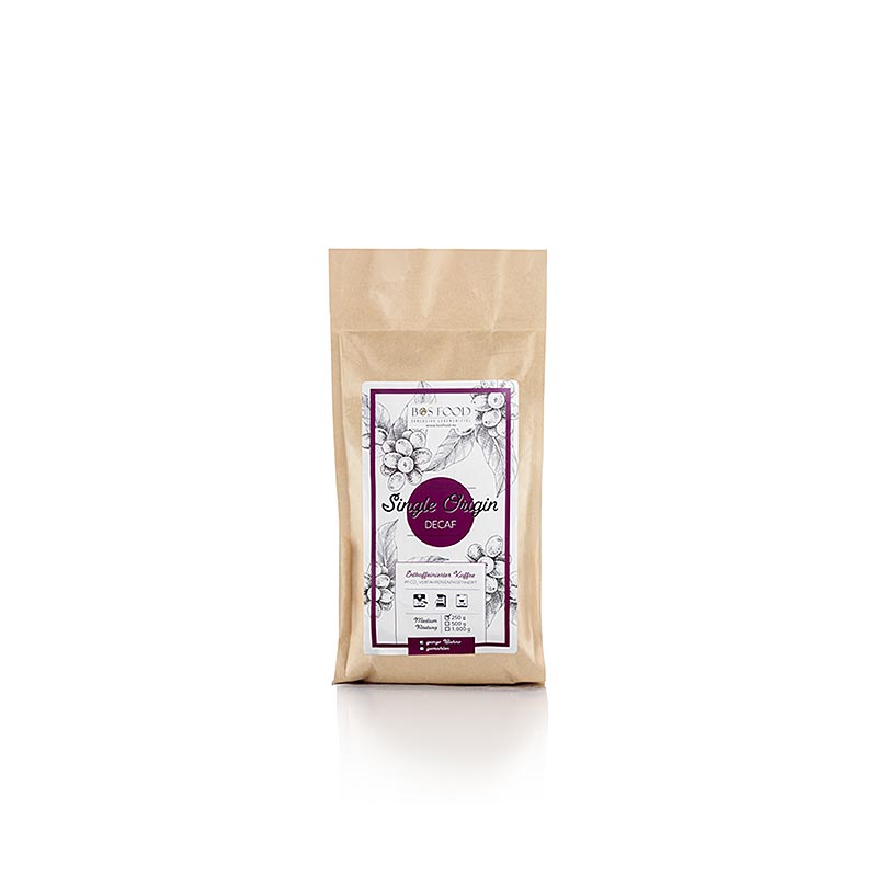 Single Origin Coffee - koffeinmentes, koffeinmentes, egesz kavebab - 250 g - taska