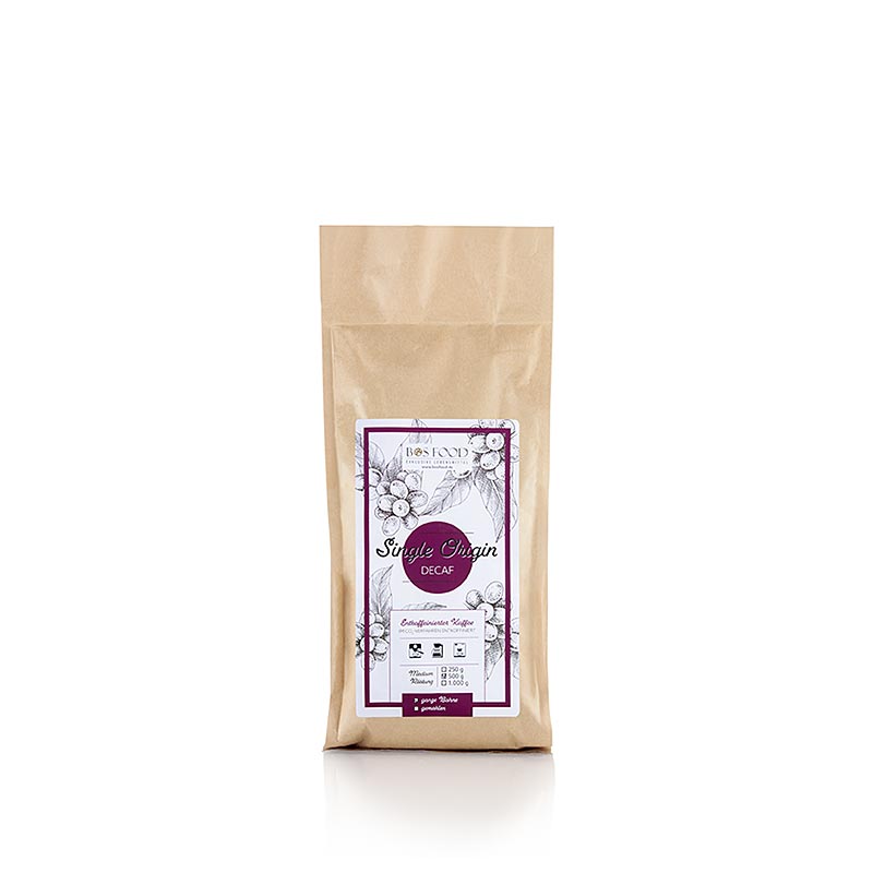 Tek Kokenli Kahve - Kafeinsiz, kafeinsiz, butun cekirdek - 500g - canta