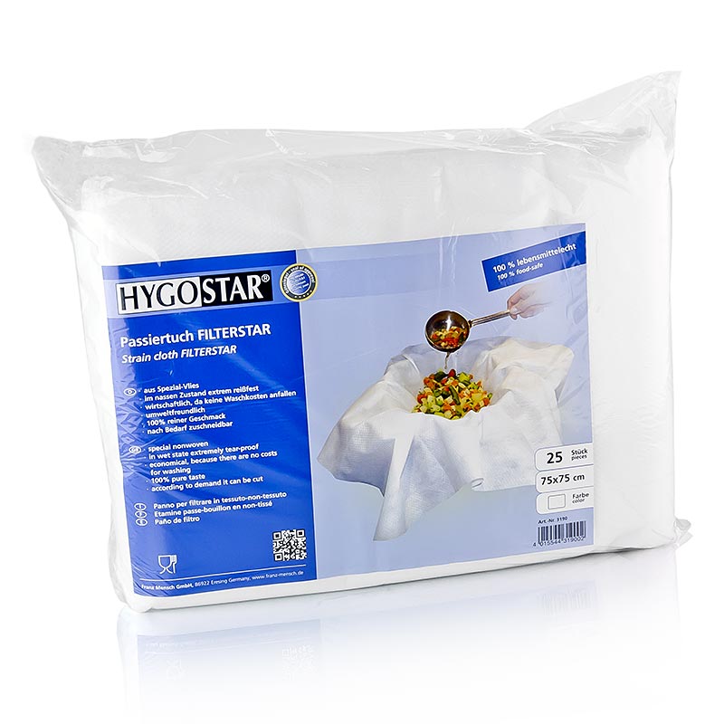 Strain cloths (special non-woven fabric), 75 x 75 cm, disposable - 25 hours - bag