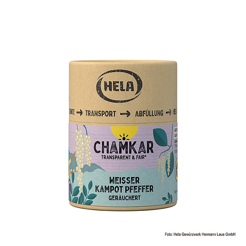 HELA Chamkar - Ardei alb de Kampot, afumat, intreg, IGP - 100 g - Cutie de arome HELA Chamkar - Ardei alb de Kampot, afumat, intreg, IGP - 100 g - Cutie de arome