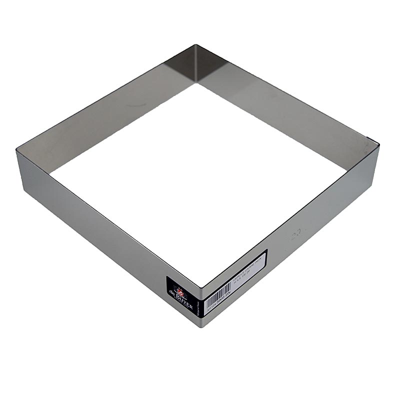 cadre deBUYER, carré, acier inoxydable, 24 x 24 cm, hauteur 4,5 cm - 1 pc - en vrac