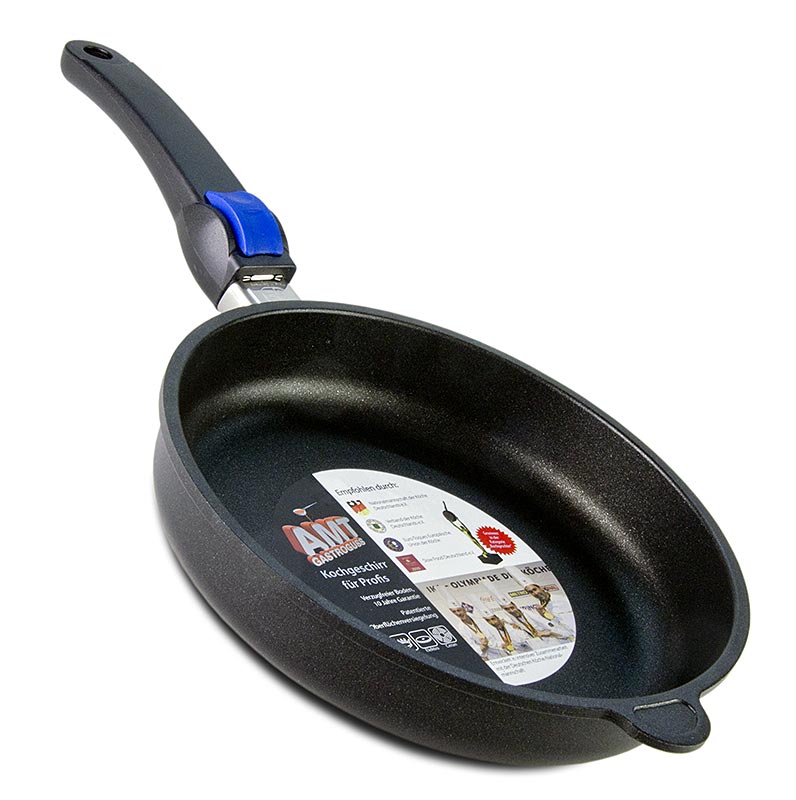 AMT Gastroguss, frying pan, Ø 24cm, 4cm high, with removable handle - 1 piece - Loose