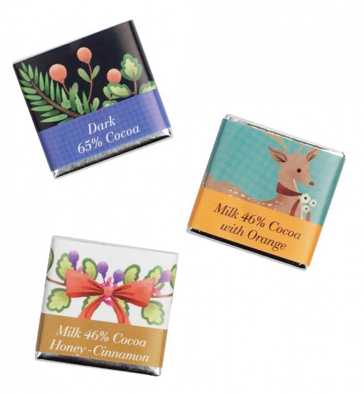 Bozicni cokoladni asortiman, organska, mjesavina cokolade s okusom, organska, organska cokolada - 110 g - paket Bozicni cokoladni asortiman, organska, mjesavina cokolade s okusom, organska, organska cokolada - 110 g - paket