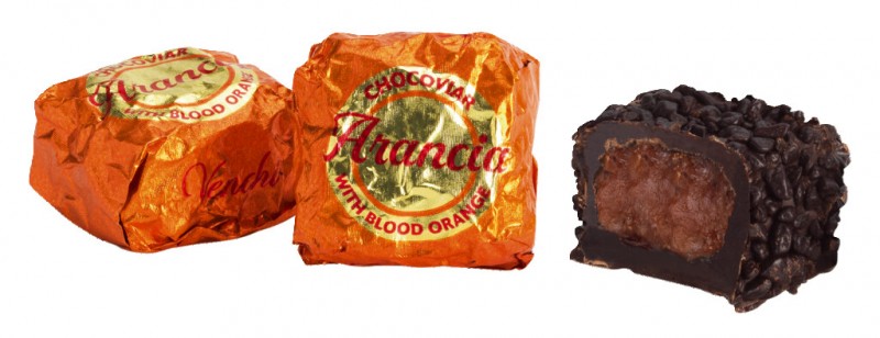 Cubotto Chocoviar Arancia, praline iz temne cokolade s polnilom krvavih pomaranc, Venchi - 1.000 g - kg Cubotto Chocoviar Arancia, praline iz temne cokolade s polnilom krvavih pomaranc, Venchi - 1.000 g - kg