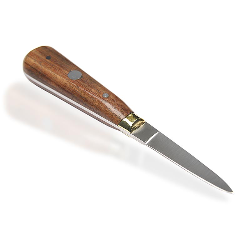 Oyster knife, with noble wooden handle, heavy quality, 6.5 cm blade, 16 cm long - 1 pc - Lots