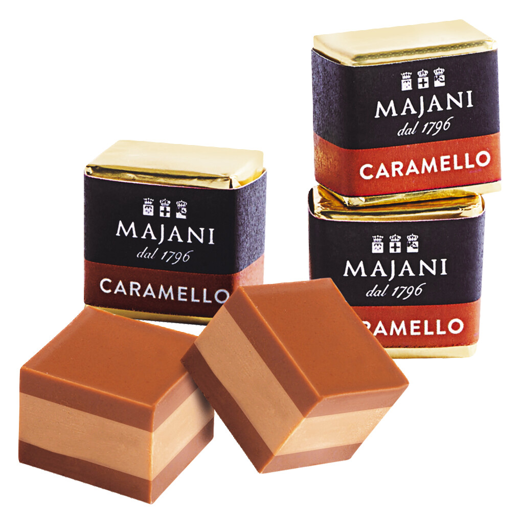 Cremino al Caramel, plastoviti praline z lesniki, kakavovo kremo in karamelo, Majani - 1,013 g - zaslon