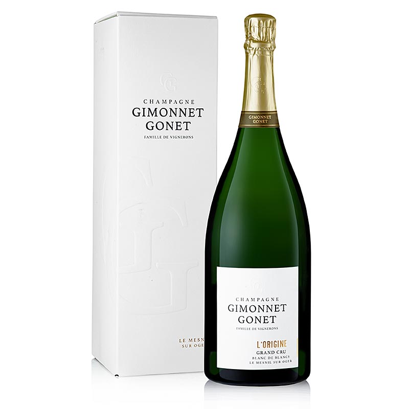 Sampanske Gimonnet Gonet l`Origine Blanc de Blanc Grand Cru, brut, 12% obj., Magnum - 1,5 l - flase Sampanske Gimonnet Gonet l`Origine Blanc de Blanc Grand Cru, brut, 12% obj., Magnum - 1,5 l - flase
