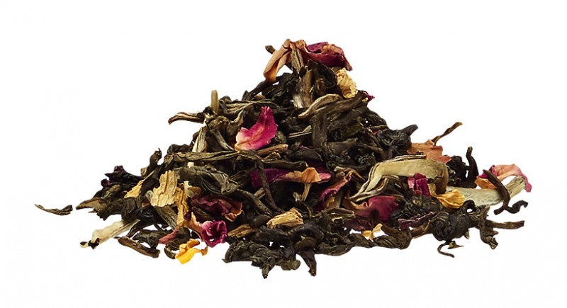 Gabrielle, zold tea rozsakkal es Napraforgo viragok, papaya, La Via del Te - 100 g - tud